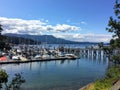 A beautiful view of a large marina full of boats