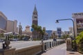 Beautiful view of Las Vegas Strip on sunny day overlooking Venetian Casino Hotel and The Mirage. Royalty Free Stock Photo