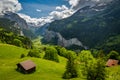 Beautiful view on Lauterbrunnen valley close to Wengen in Switzerland
