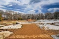 Beautiful view of Lazienki Krolewskie Park during winter