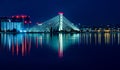 Beautiful view of the Lekki - Ikoyi Link Bridge with lights at night Royalty Free Stock Photo