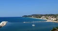 Beautiful view of Limenaria town by the sea on Thassos