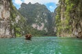 Beautiful view limestone mountains and lake