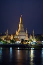 Iconic Wat Arun in Bangkok at dusk