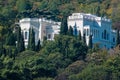 Beautiful view of Livadia Palace in Crimean resort Yalta from Black Sea. Sunny day