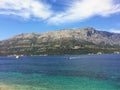 A beautiful view looking outwards from the town of korcula, Croatia of the adriatic sea