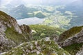 Beautiful view from Loser peak over Altaussee lake and Altaussee village in Dead Mountains Totes Gebirge