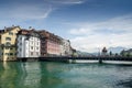 Beautiful view on Lucerne on Reuss River, Switzerland