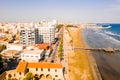 Beautiful view of the main street of Larnaca, cathedral and Phinikoudes beach Royalty Free Stock Photo