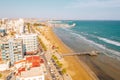 Beautiful view of the main street of Larnaca, cathedral and Phinikoudes beach Royalty Free Stock Photo