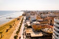 Beautiful view of the main street of Larnaca, cathedral and Phinikoudes beach Royalty Free Stock Photo