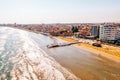 Beautiful view of the main street of Larnaca, cathedral and Phinikoudes beach Royalty Free Stock Photo