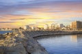 Beautiful view of the main street of Larnaca and Phinikoudes beach in Cyprus Royalty Free Stock Photo