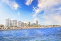 Beautiful view of the main street of Larnaca and Phinikoudes beach in Cyprus Royalty Free Stock Photo