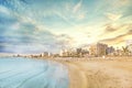 Beautiful view of the main street of Larnaca and Phinikoudes beach in Cyprus Royalty Free Stock Photo