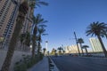 Beautiful view of main tower of Strat hotel-casino on Strip. Las Vegas, Nevada,