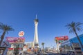 Beautiful view of main tower of Strat hotel-casino on Strip-road Las Vegas, Nevada,