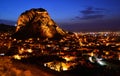 Beautiful view of the majestic Afyonkarahisar in western Turkey at night