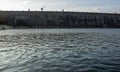 Beautiful view of the majestic Krishna Raja Sagara dam in Mysore, Karnataka, India. The lake of the KRS dam viewed from the bridge