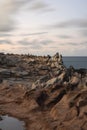 Beautiful view of the Makaluapuna Point or Dragon's Teeth, seaside rough lava rocks in Maui island Royalty Free Stock Photo