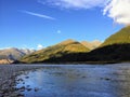 A beautiful view of the Makarora river in Mount Aspiring National Park on the South Island of New Zealand.