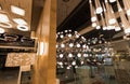 Beautiful view of many various, stylish modern interior decorative ceiling electrical lights