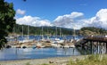 A beautiful view of the marina full of boats on a beautiful summer day in Heriot Bay, on Quadra Island, Desolation Sound