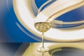 Beautiful view of martini glass with ice set against abstract yellow-white-blue background Royalty Free Stock Photo