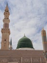 Beautiful exterior view of Masjid Al Nabawi Madinah. Royalty Free Stock Photo