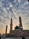 Beautiful exterior view of Masjid Al Nabawi Madinah. Royalty Free Stock Photo