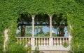 The beautiful view of Medici court in Italian Renaissance garden of Hamilton gardens, New Zealand.