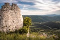 Beautiful view of medieval fortress castle on the top of the hill in crni kal, slovenia