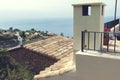 Beautiful view of Mediterranean sea and the town from the top of the roof terrace Royalty Free Stock Photo