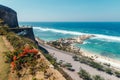 Beautiful view of Melasti Beach. Blue sea with waves, clear sky and white sand in Indian Ocean, South Kuta, Bali Royalty Free Stock Photo