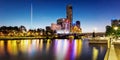 A beautiful view of Melbourne downtown across the Yarra river at Royalty Free Stock Photo