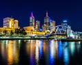 A beautiful view of Melbourne downtown across the Yarra river at Royalty Free Stock Photo