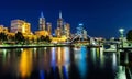 A beautiful view of Melbourne downtown across the Yarra river at Royalty Free Stock Photo