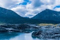 Beautiful view on melting glacier blue ice with  around Royalty Free Stock Photo