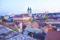 Beautiful view of the Minorit church and the panorama of the city of Eger, Hungary Royalty Free Stock Photo