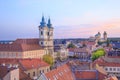 Beautiful view of the Minorit church and the panorama of the city of Eger, Hungary