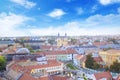 Beautiful view of the Minorit church and the panorama of the city of Eger, Hungary