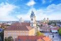 Beautiful view of the Minorit church and the panorama of the city of Eger, Hungary Royalty Free Stock Photo