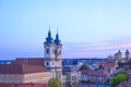 Beautiful view of the Minorit church and the panorama of the city of Eger, Hungary