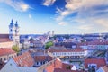 Beautiful view of the Minorit church and the panorama of the city of Eger, Hungary Royalty Free Stock Photo