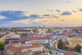 Beautiful view of the Minorit church and the panorama of the city of Eger, Hungary