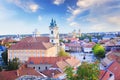 Beautiful view of the Minorit church and the panorama of the city of Eger, Hungary Royalty Free Stock Photo