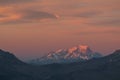 Beautiful view of Mont Blanc at sunset as seen from Col du Glandon, in Savoie, France