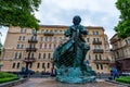 Monument of Peter the Great building a wooden ship