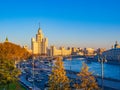 Beautiful view of Moscow from Zaryadye landscape park viewing bridge.