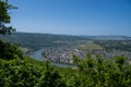 Beautiful view of the Moselle and Bernkastel-Kues from the âMaria Zillâ viewing point Royalty Free Stock Photo